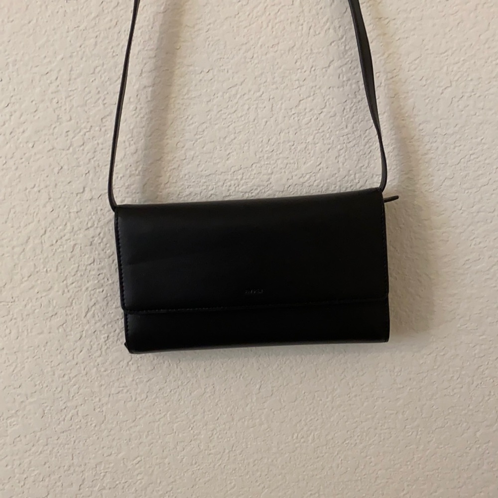 black leather wallet bag